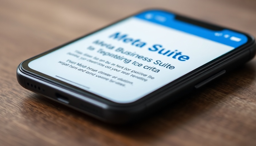Close-up of smartphone screen showing Meta Business Suite page.