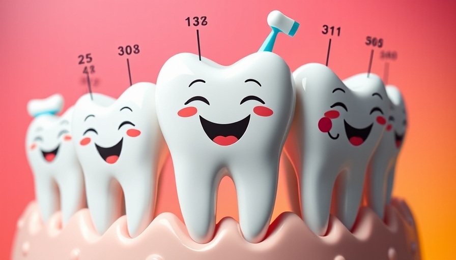 Tooth numbering system with cartoon characters promoting kid-friendly toothpaste.