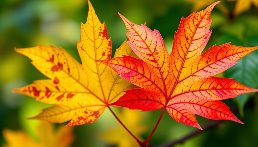 Fall tree care comparison of maple leaves during seasonal change.
