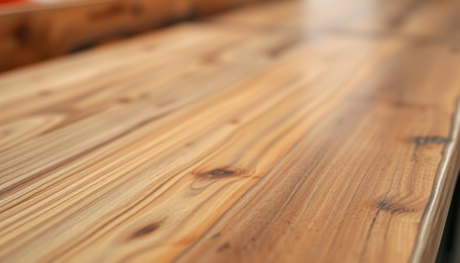 Detailed faux reclaimed wood countertop with warm wood grain.