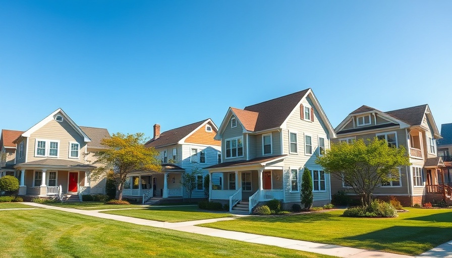 Charming suburban homes in Carolina real estate market, blue sky.