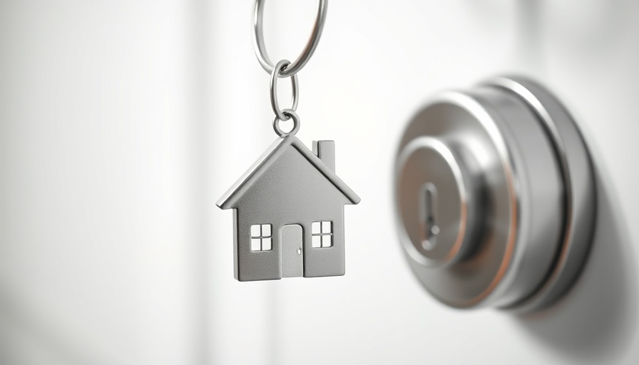 House-shaped keychain in lock representing home pricing.