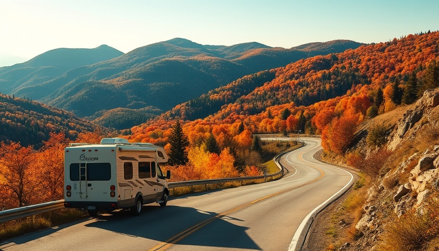 RV on a scenic mountain road for spring break road trip ideas