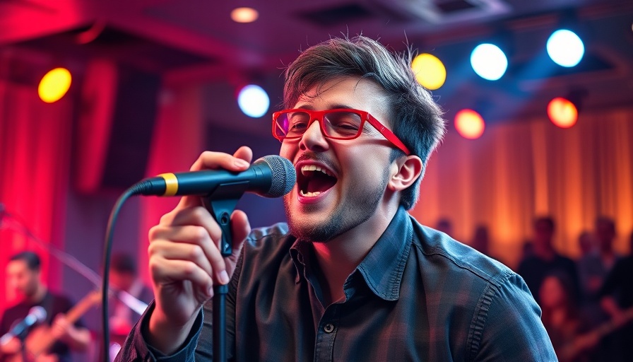Energetic performer sings at Hannibal Buress venue opening.