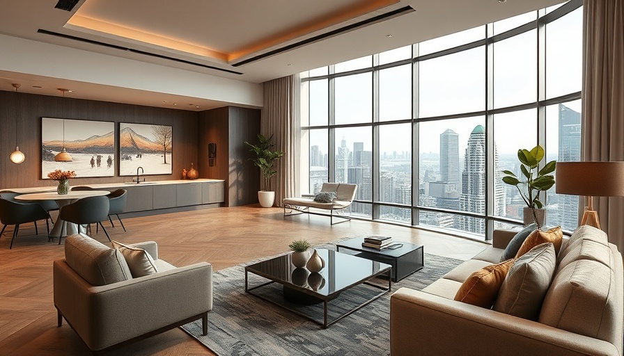 Luxury apartment with modern design and city views.