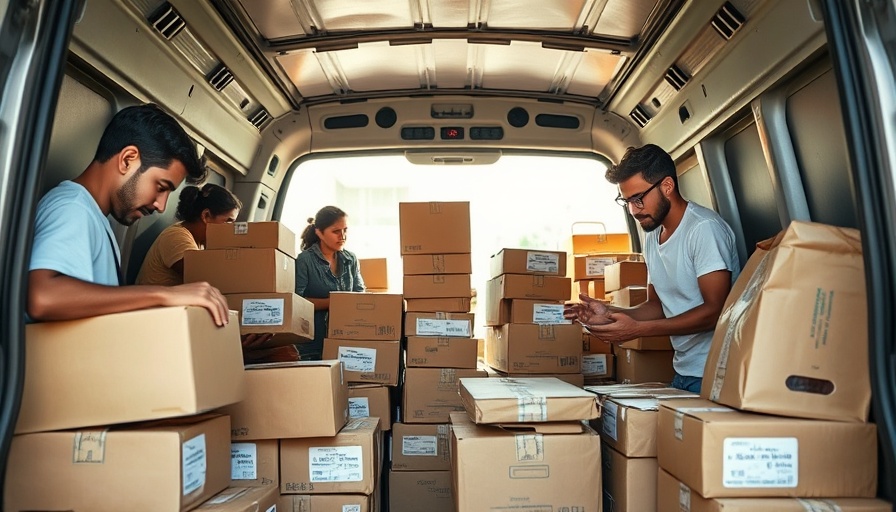 Relief efforts after Helene: volunteers organizing supplies in a van.