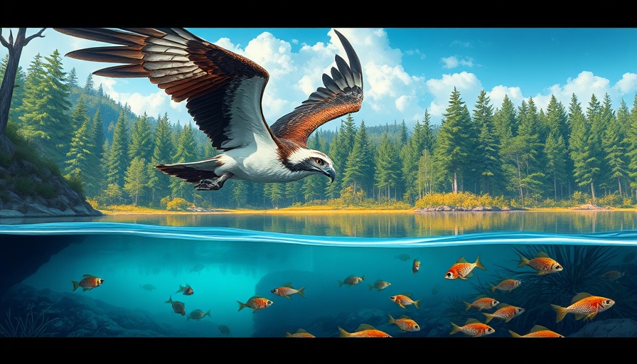 Graphic poster for STEAM Day at Latta with osprey and fish in nature scene