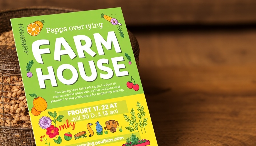 Sunset Farm Open House event flyer with garden theme and event details.