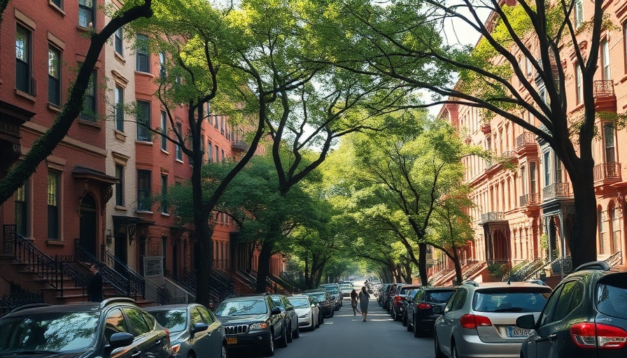 Affordable neighborhoods in Brooklyn with brownstones and vibrant street.