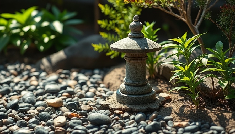Tranquil Japanese Zen garden in Australia with a stone lantern.