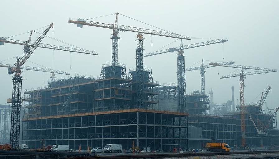 Natural gas power growth: construction site with cranes and equipment.