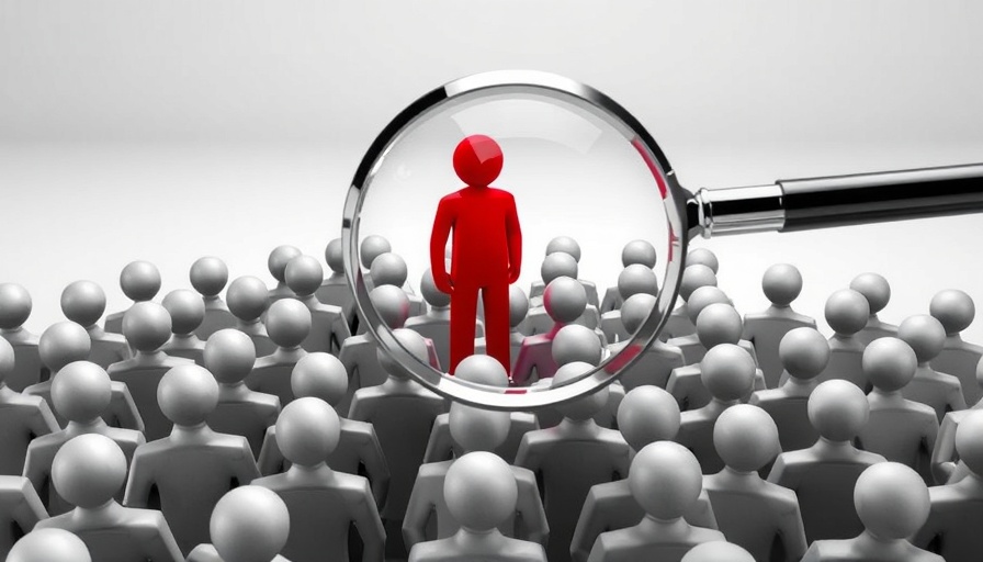 UK recruitment agencies insurance image with magnifying glass on standout figure.