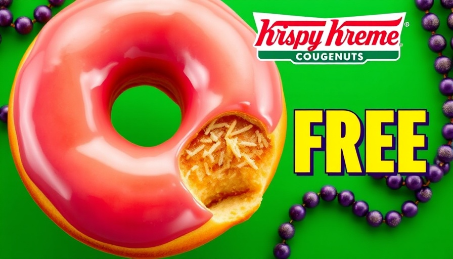 Advertisement for Free Doughnuts at Krispy Kreme for Mardi Gras.