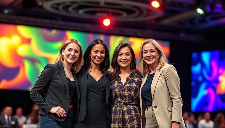 Women at Allen Tate LeadingRE Conference 2025, smiling on stage.
