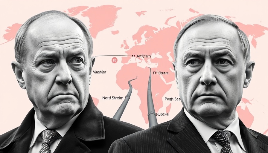 Nord Stream 2 deal illustration with two men in grayscale.