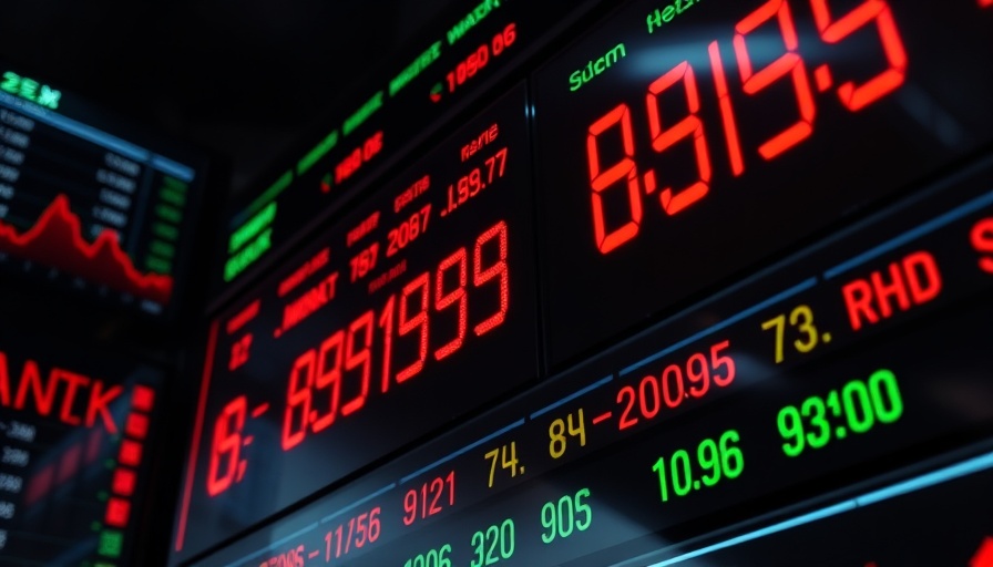 Market volatility ETFs visualized on fluctuating stock board.
