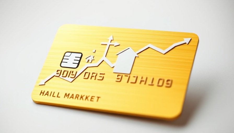 Stylized gold card with housing market chart impact theme.