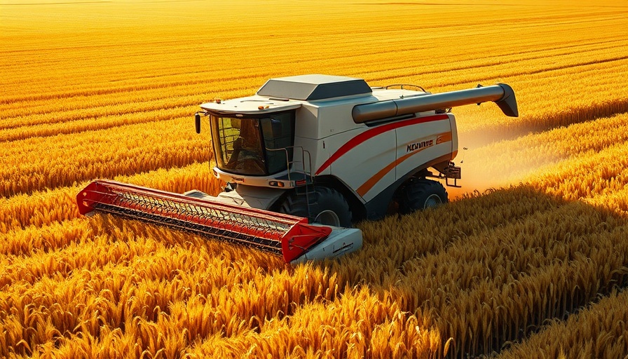 EU 2040 Agriculture vision: Advanced harvester in golden wheat field.