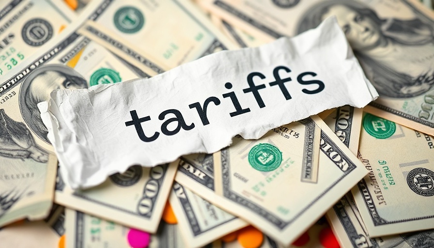 US tariffs concept depicted with torn paper on dollar bills.