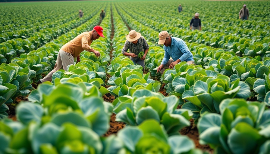 Farmers working in a broccoli field, showcasing investment in African agribusiness.