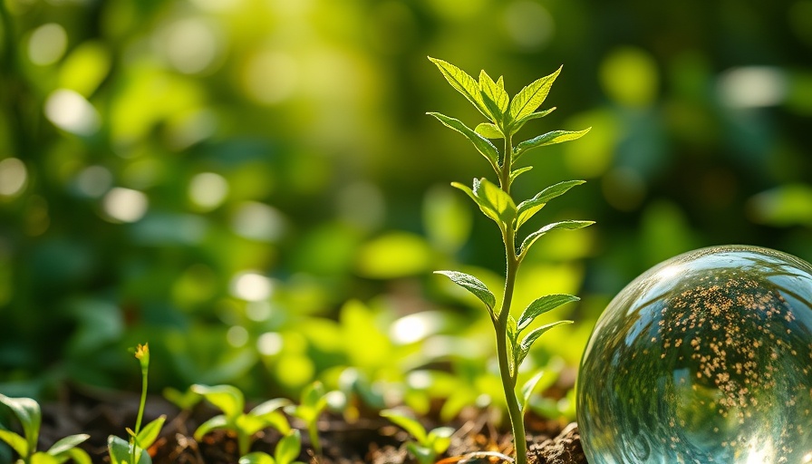 Green sapling and glass orb symbolizing ICC Principles for Sustainable Trade Finance.