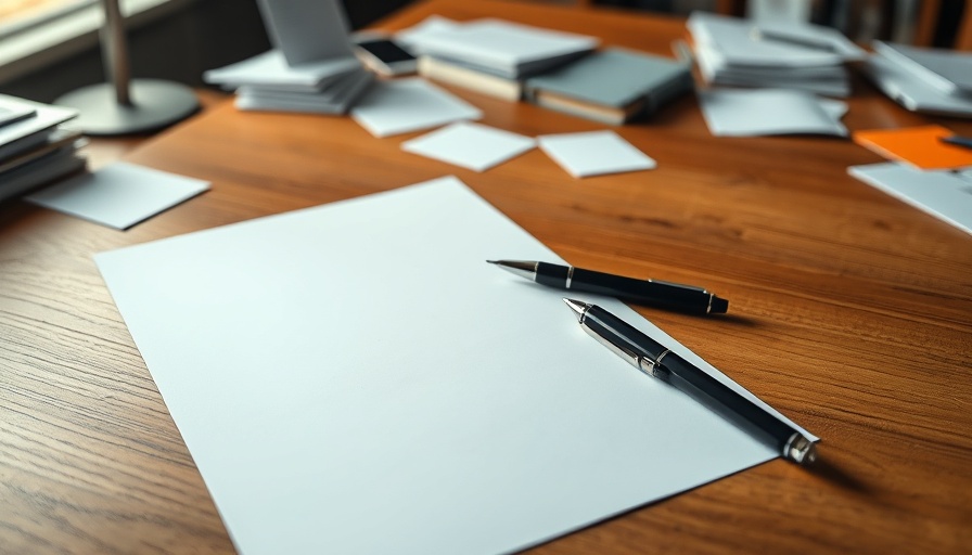 Blank document with pen on desk for a notice or eviction.