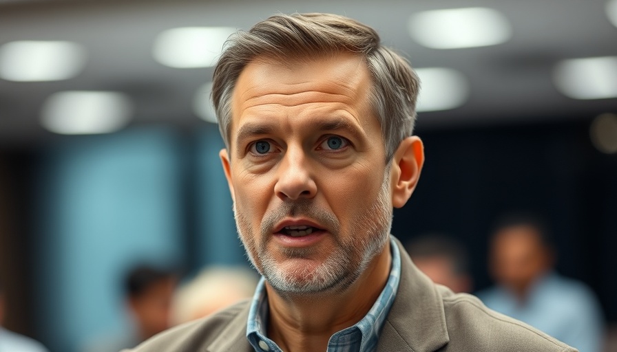 Confident businessman discussing global finance at a conference.