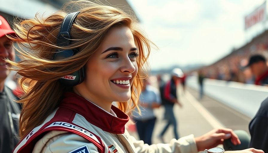 First woman NASCAR Cup driver since 2018 smiling at race event.