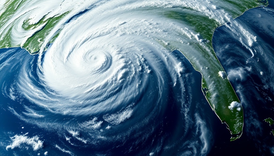 NOAA Firings Risk Homeowners: satellite view of a large hurricane over land.