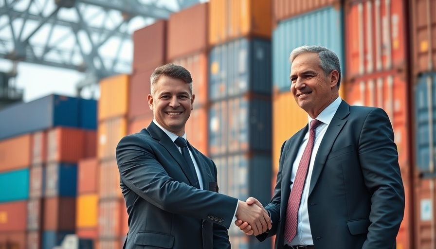 Import Export Training handshake scene with containers.