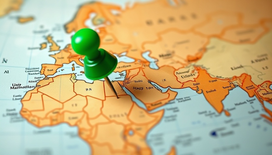New markets highlighted on map with green pushpin, representing development in Product Certification Saudi Arabia SASO Saber System.