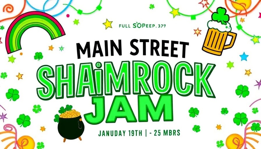 Shamrock Jam Fort Mill Events poster with festive icons and date.