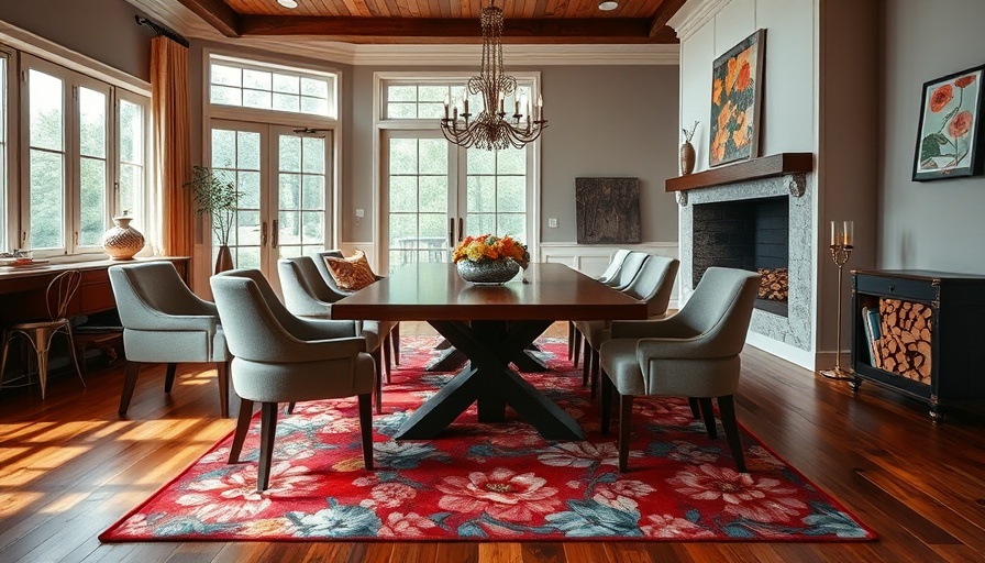 Dining room showcasing 60-30-10 color rule with plush seating.