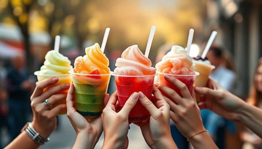 Free ice at Rita's for the first day of spring showcased in vibrant cups.