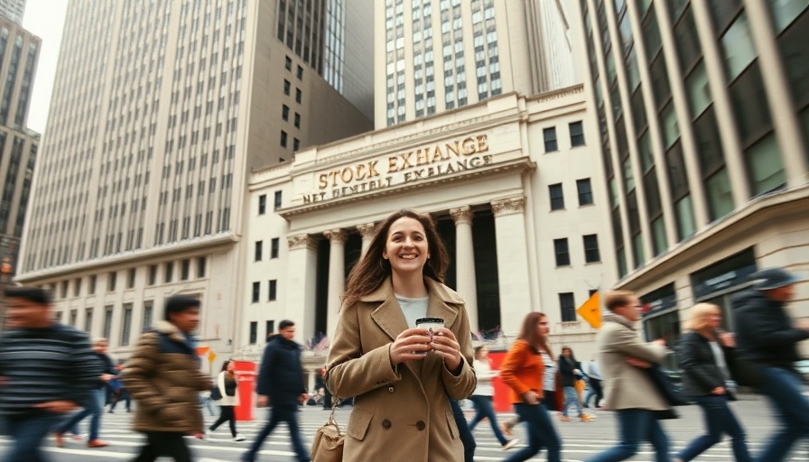 Busy street outside New York Stock Exchange capturing urban dynamics.