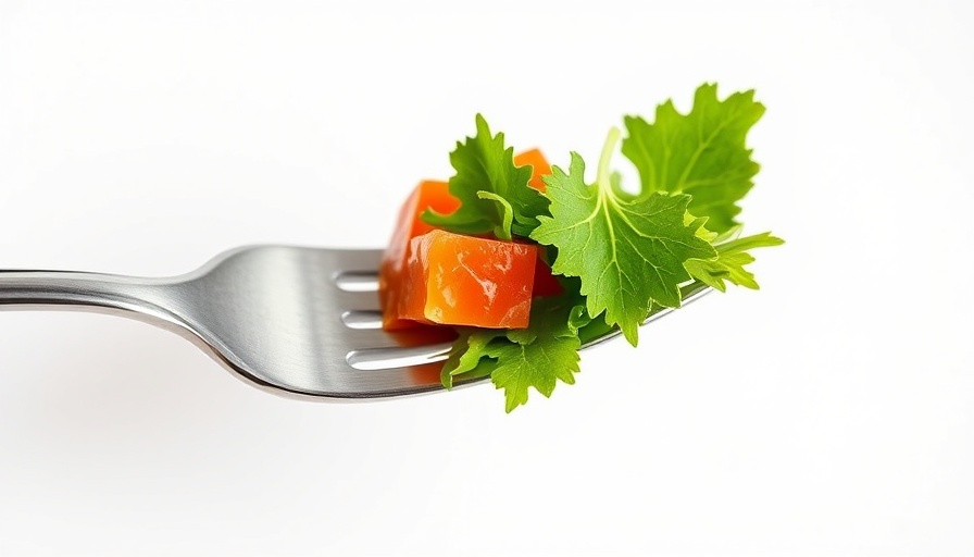 Minimalistic salad on fork with 'Blog Bite' text, white background.