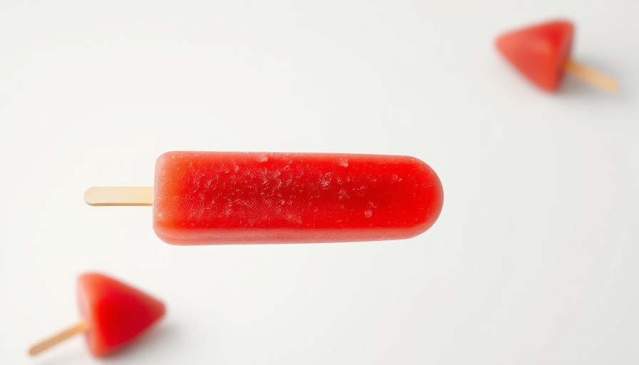 Crisp red popsicle in minimalist setting, detailed product descriptions for international shipping.