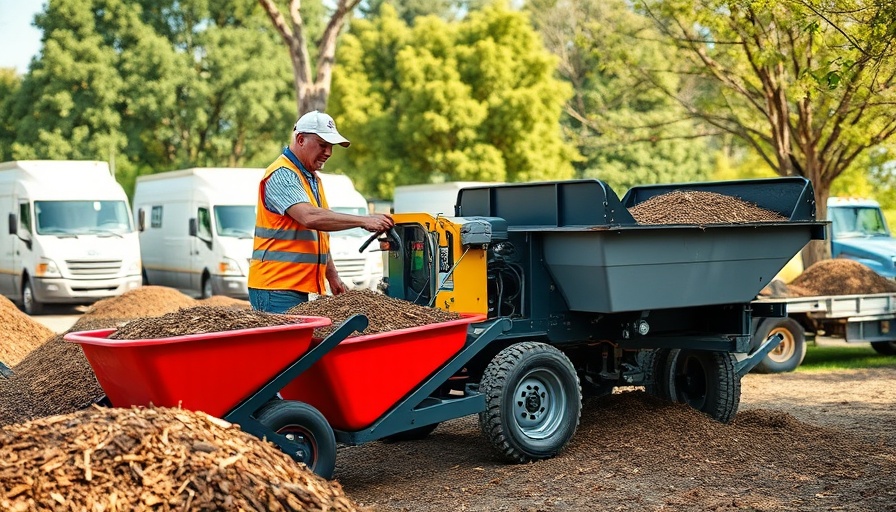 Mulch Mule machine being used by a worker outdoors.
