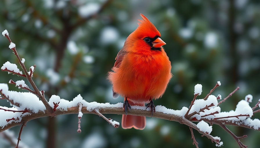 Backyard Birds in Ottawa: Northern Cardinal in snowy branches.