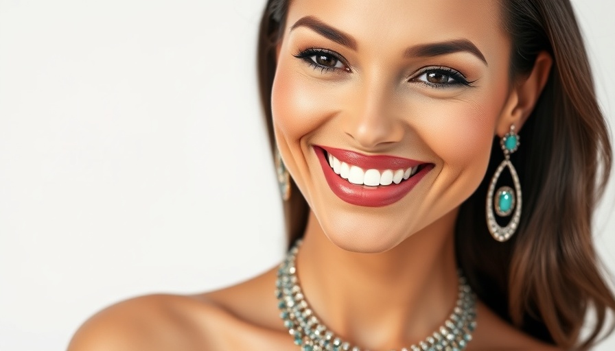 Elegant woman smiling with jewelry, related to The Vanderpump Hotel Las Vegas.