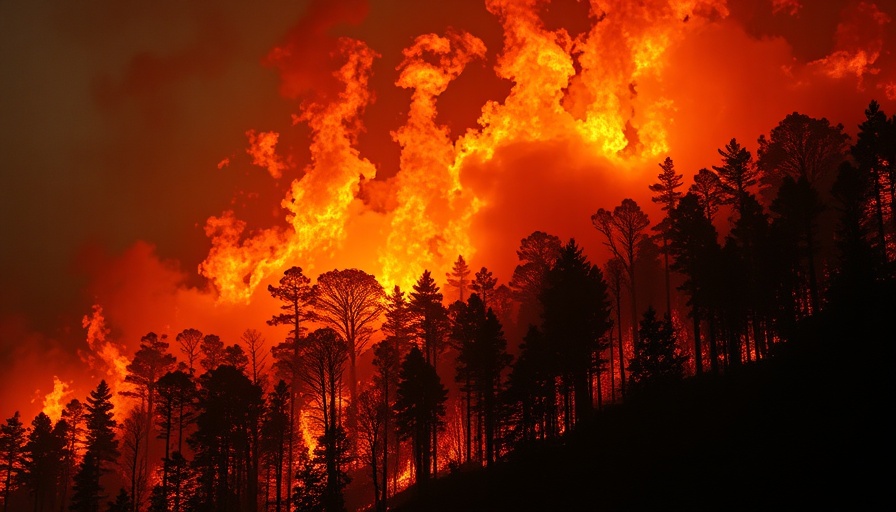 Dramatic LA wildfire scenery highlighting insurance issues.