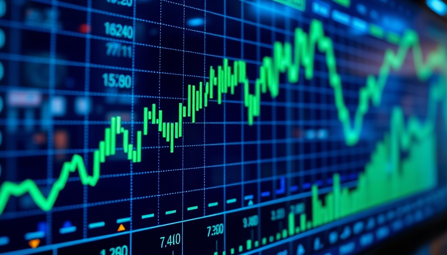 Tesla stock options market analysis graph on digital screen.