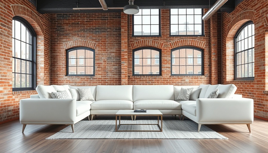 Modern white sectional sofa in stylish urban apartment