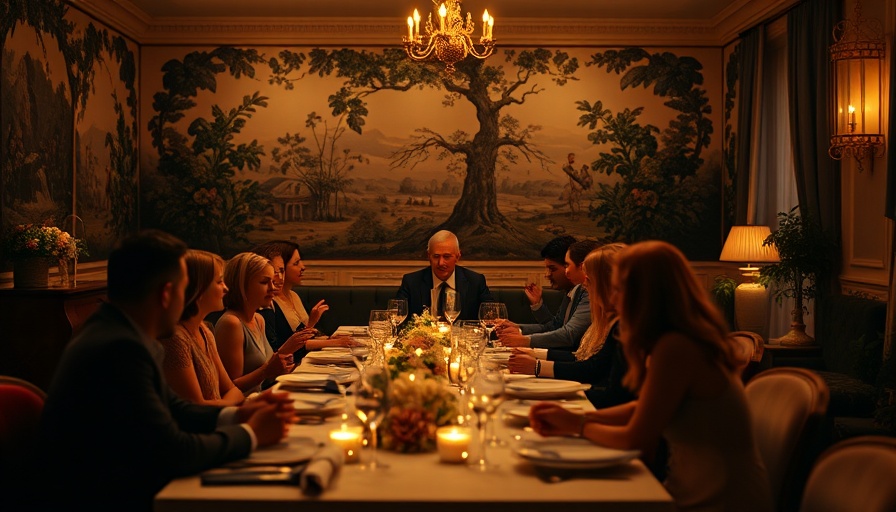 Elegant dinner gathering in a London townhouse, Black Bag.