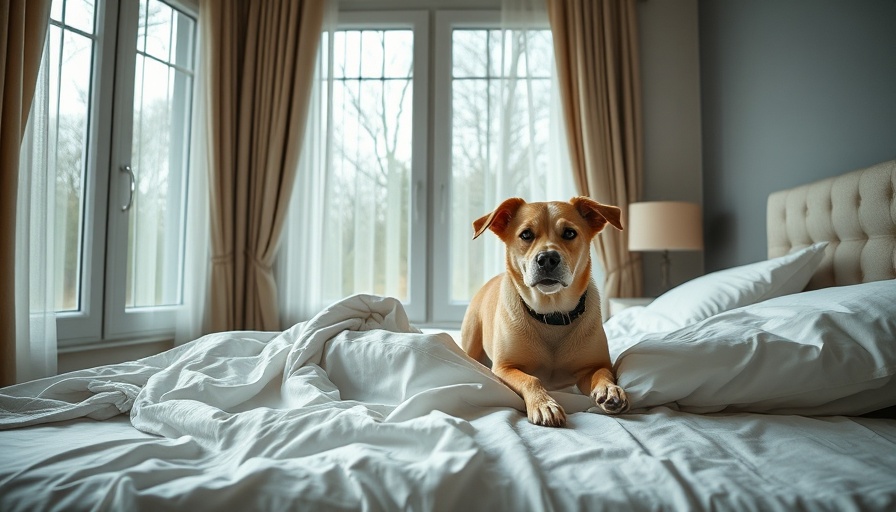 Person and dog adjusting bedsheet, tips for putting on bedsheets.