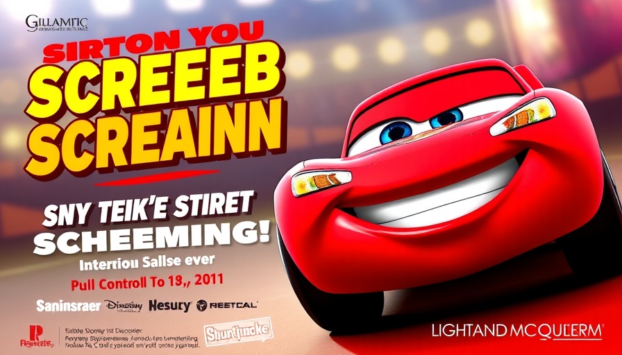 Promotional poster for CabCo Movie Series with Pixar's Cars.