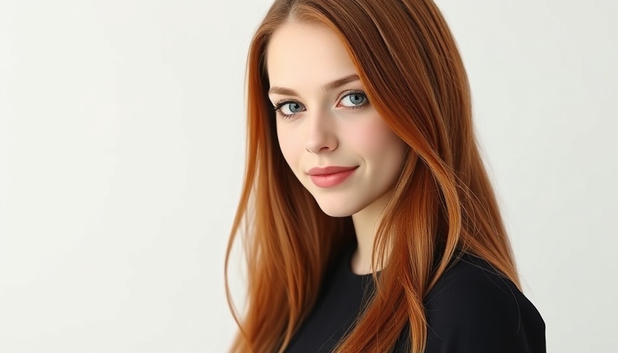 Photorealistic portrait of a young woman with long red hair and a subtle smile.