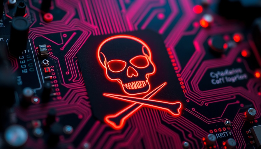 Medusa Ransomware Threat symbol on circuit board, red glow.