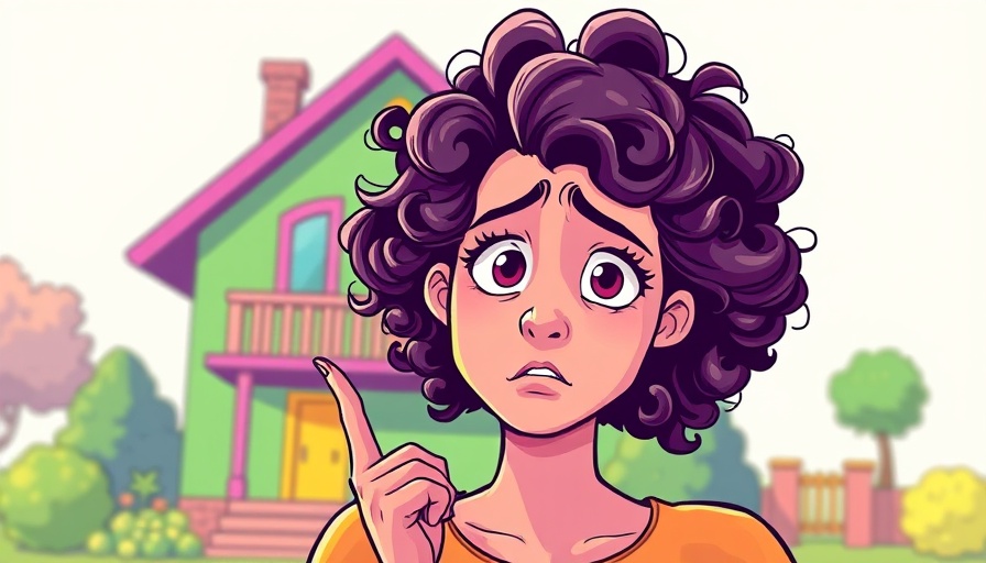 Confused Gen Z woman in front of colorful house, highlighting homeownership challenges.