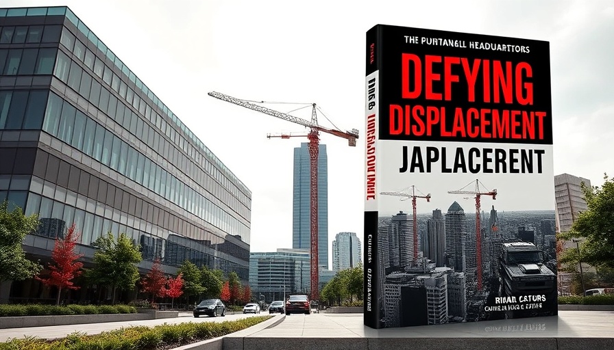 Combatting Gentrification and Housing Justice visual blend of corporate office and book.